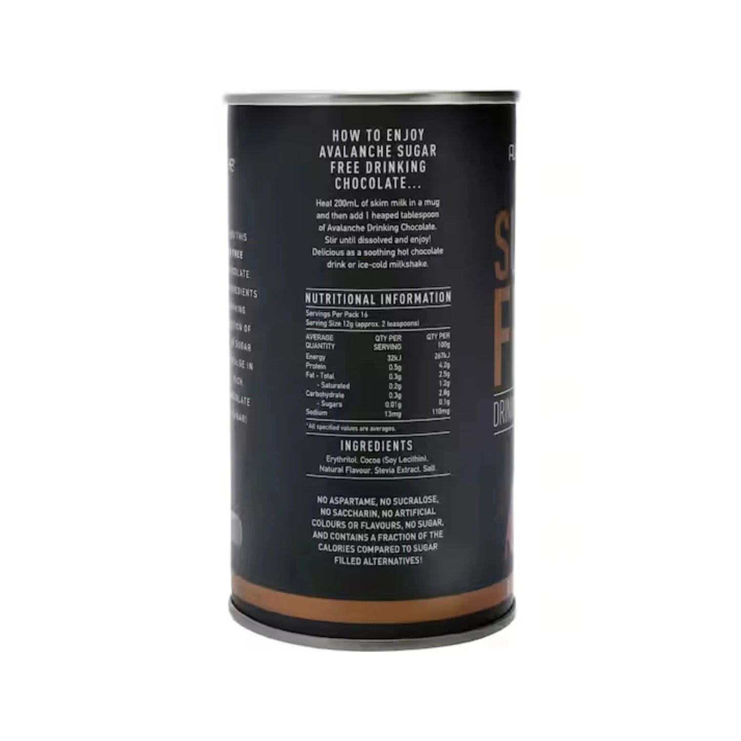 AVALANCHE Sugar Free Drinking Chocolate 200gm Optimo