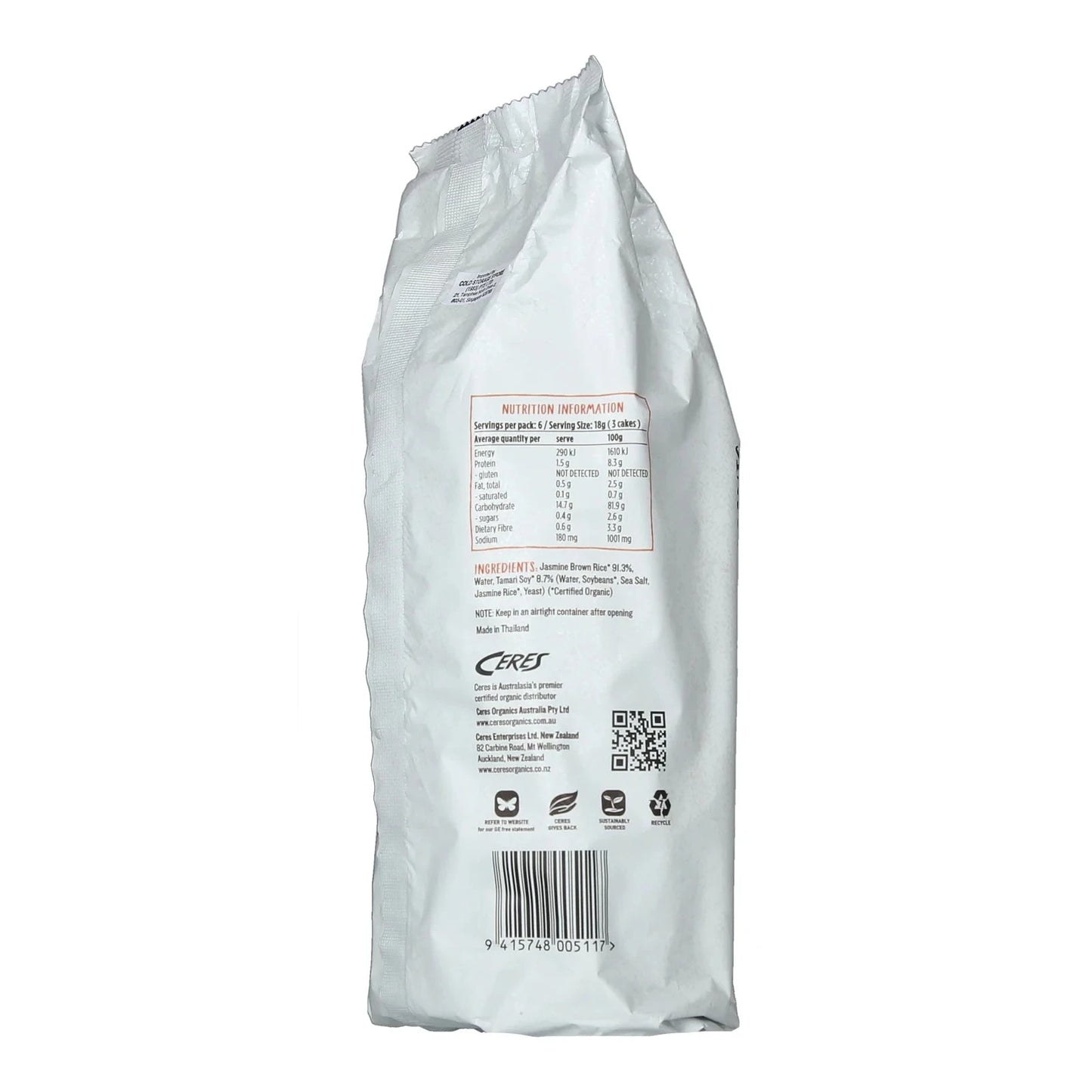 CERES ORG Brown Rice Cakes with Tamari Optimo