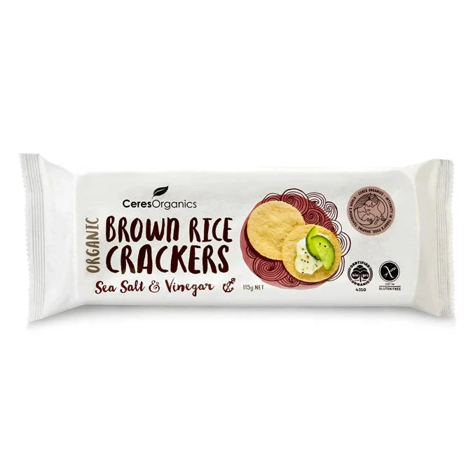 CERES ORG Brown Rice Crackers Sea Salt & Vinegar Optimo