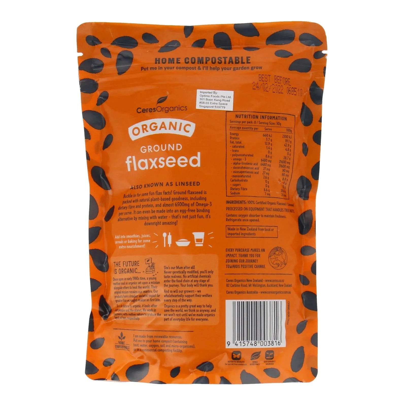 CERES ORG Flaxseed Ground (Ground Linseed) Optimo
