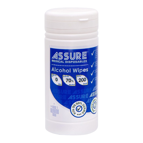 ASSURE Alcohol Wipes in Tub (20cm x 25cm) YMS