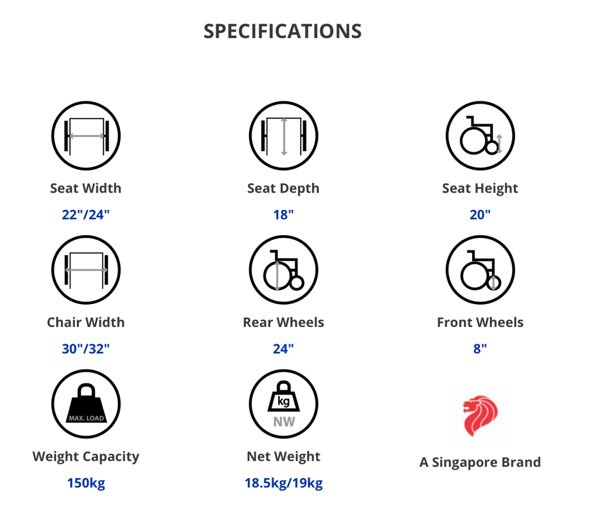 AR - 0168 Bariatric Aluminium Wheelchair - 22/24" + Elevating Legrest Upgrade - Care@Home