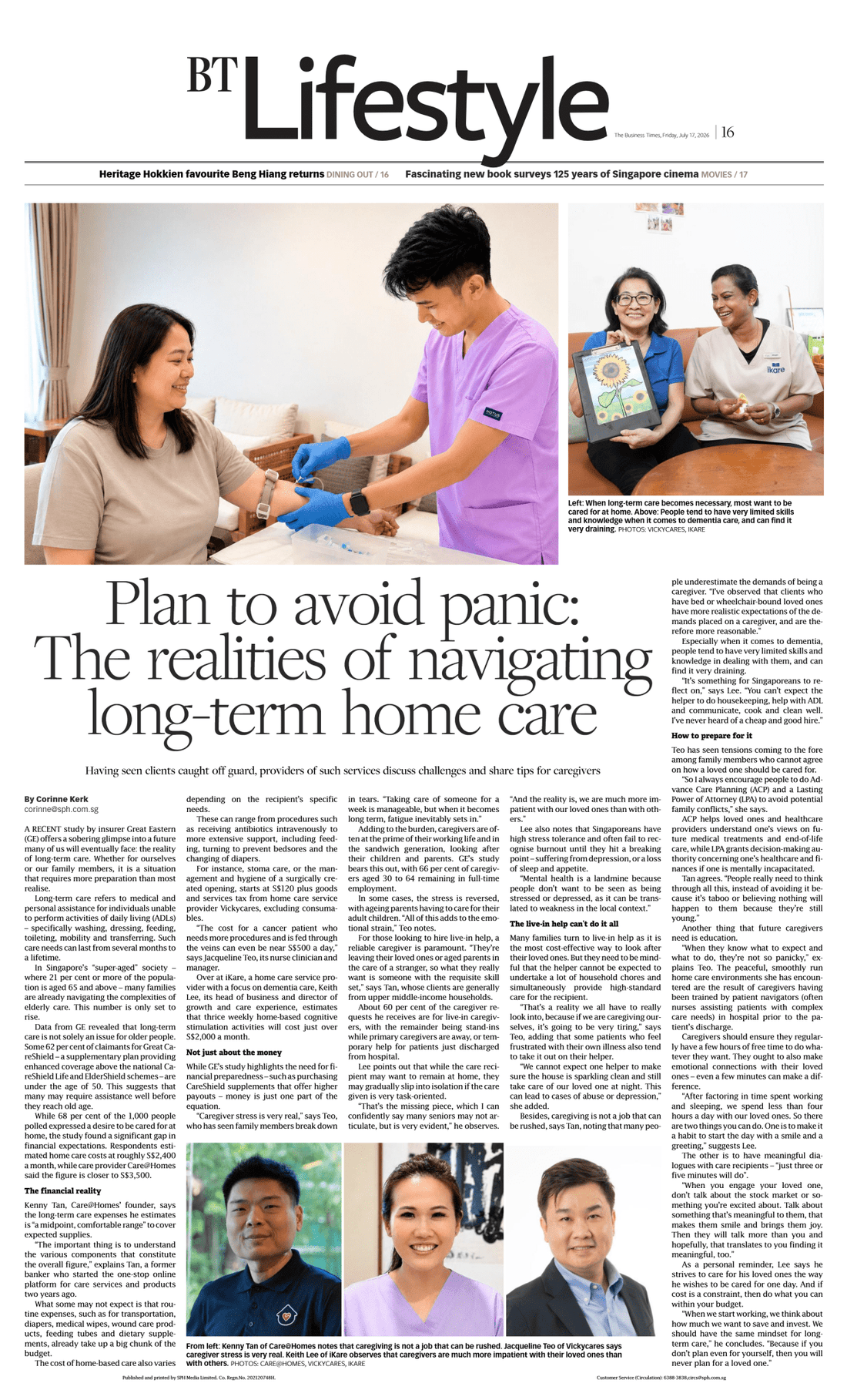 Care@Homes Featured in The Business Times: Plan to Avoid Panic — The Realities of Navigating Long-Term Home Care - Care@Homes