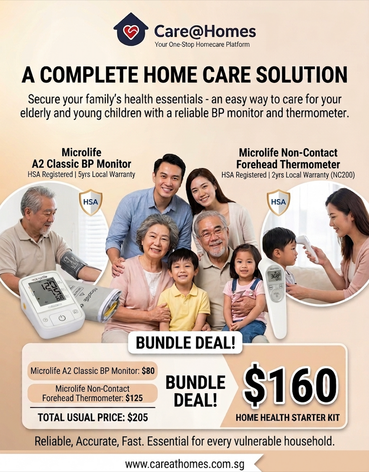 Home Health Starter Kit -Microlife A2 Classic BP Monitor & Non-Contact Forehead Thermometer