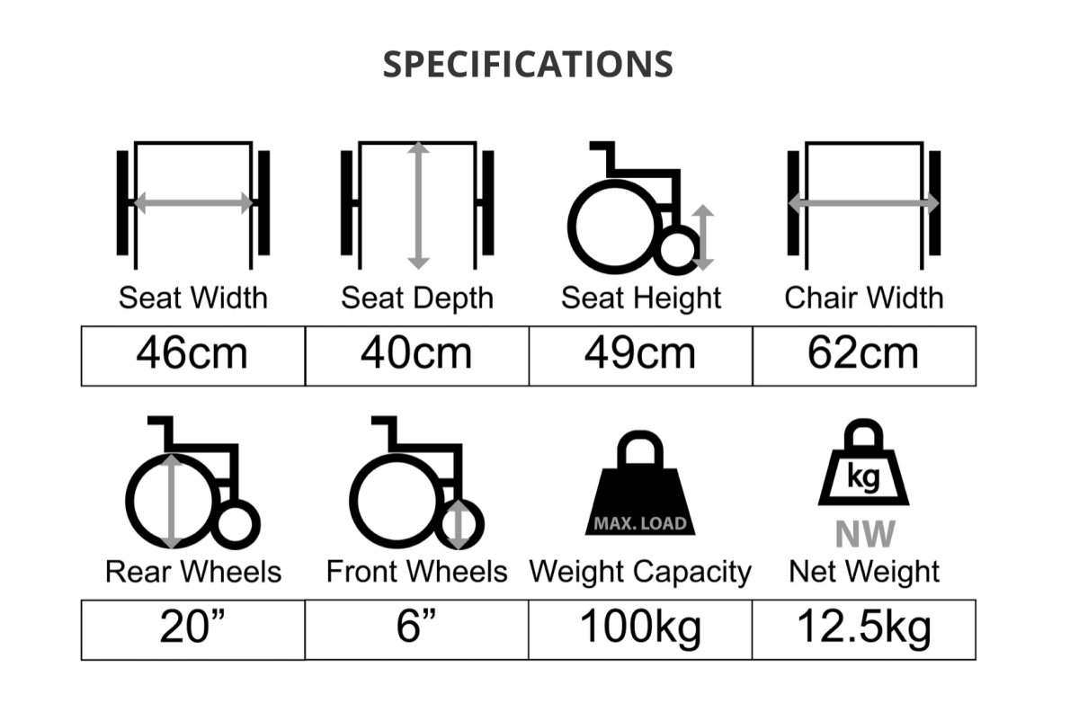 AR - 0152 18 - Inch Lightweight Aluminium Wheelchair – Flip - Up Footrest & Belt - Care@Home