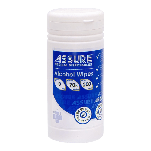 ASSURE Alcohol Wipes in Tub (20cm x 25cm) - Care@Home