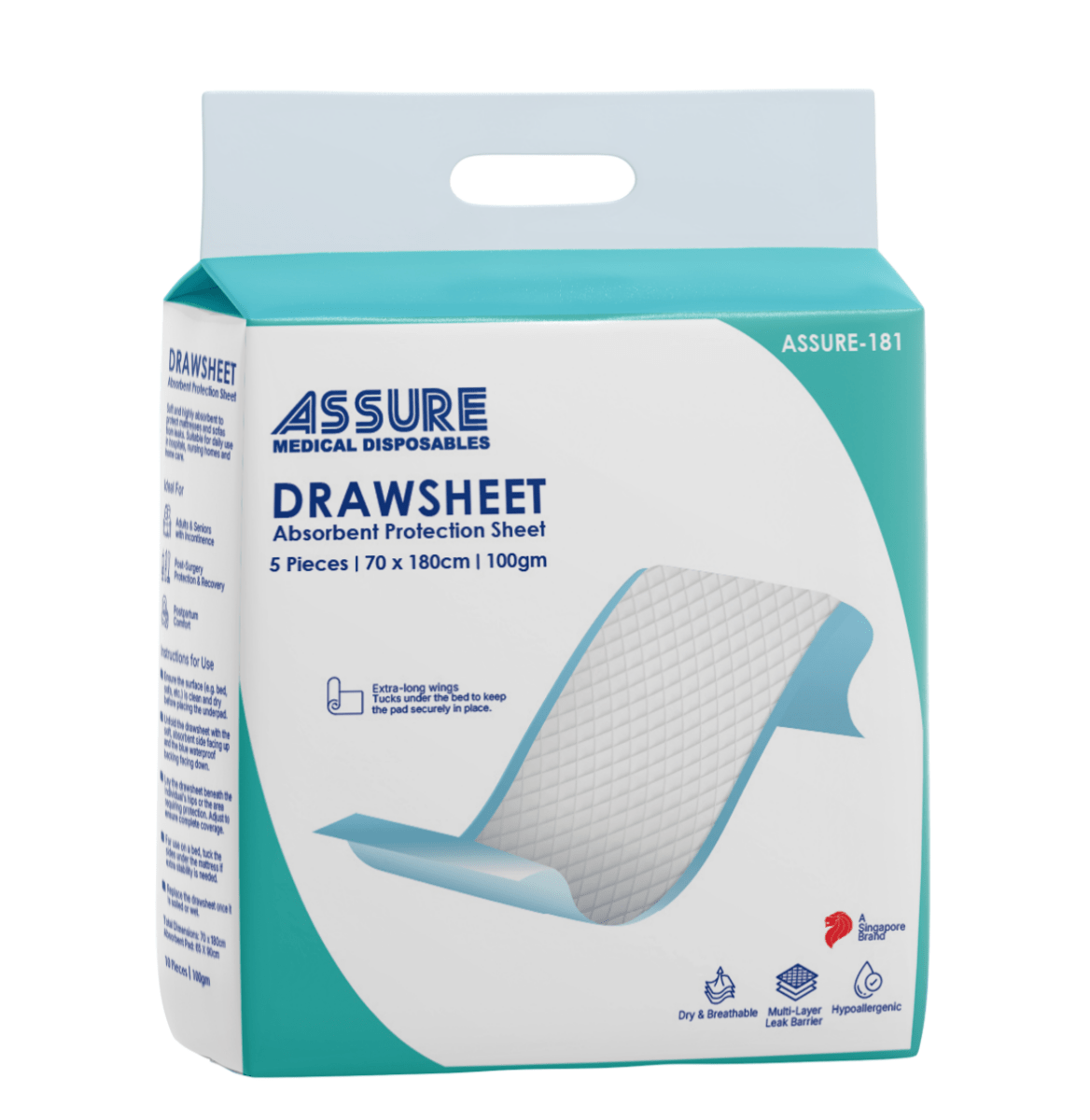 ASSURE Drawsheet 70cm X 180cm, 100g - Care@Home