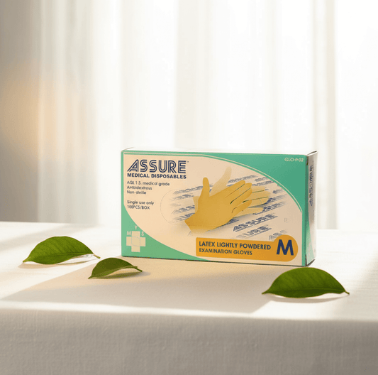 ASSURE Lightly Powdered Latex Gloves - Care@Home
