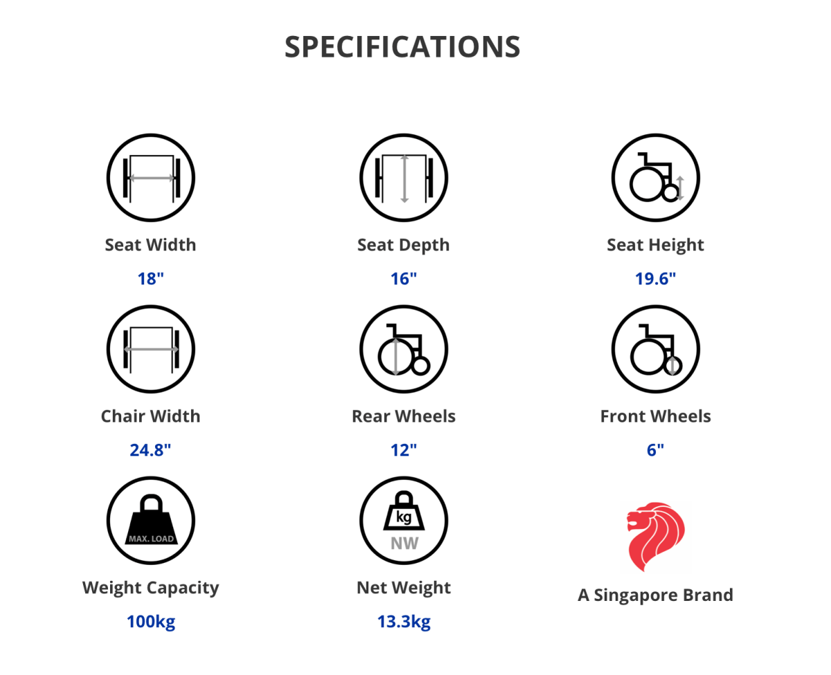 ASSURE REHAB Aluminium Foldable Pushchair 18" (AR - 0810) - Care@Home