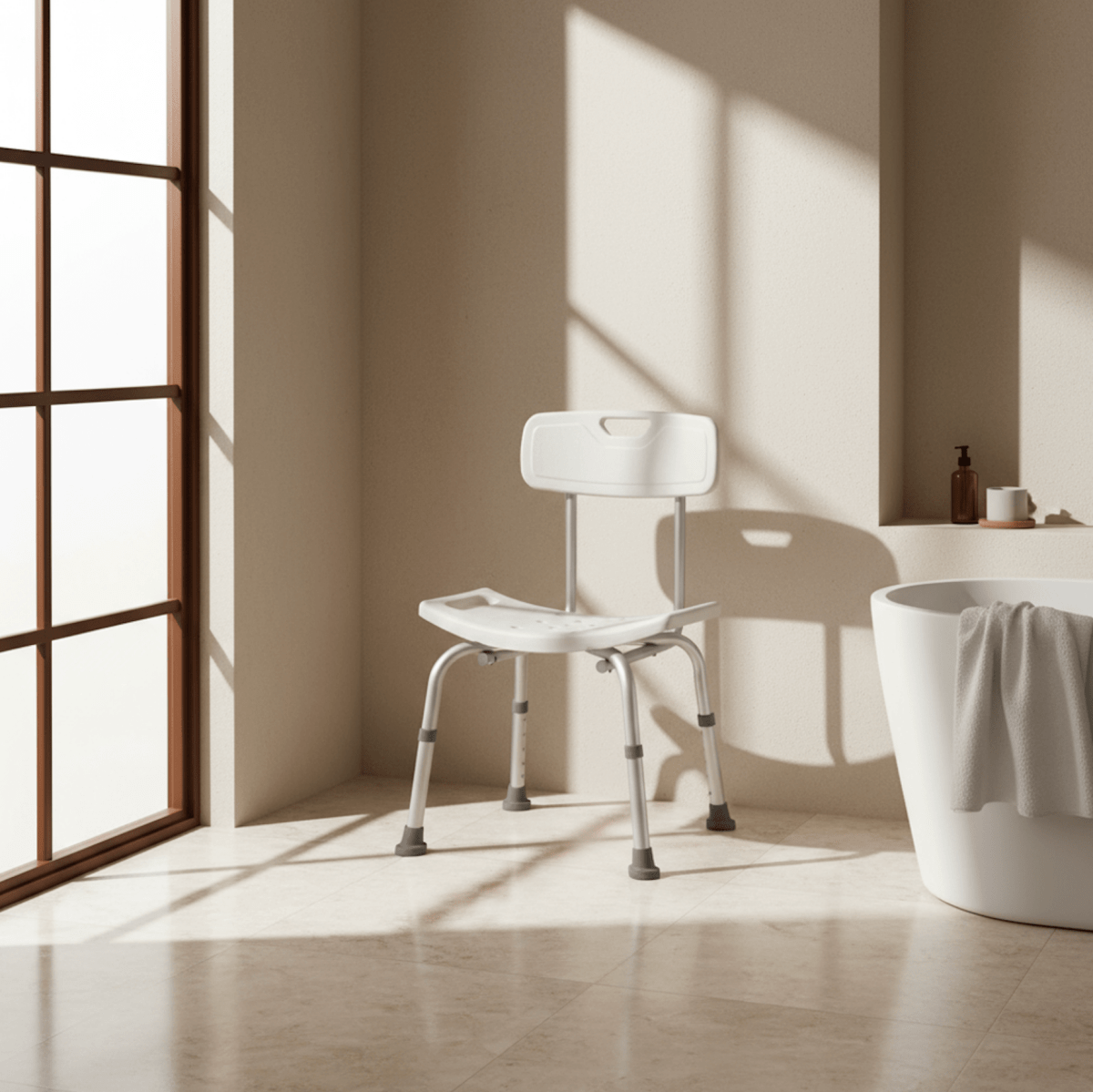 ASSURE REHAB Aluminium Shower Chair With backrest - Care@Home