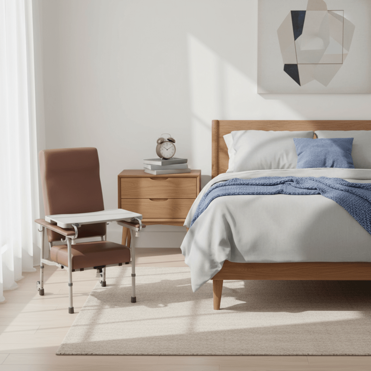 ASSURE REHAB Geriatric Chair, Rosewood (Adjustable Height with Rear Wheels) - Care@Home