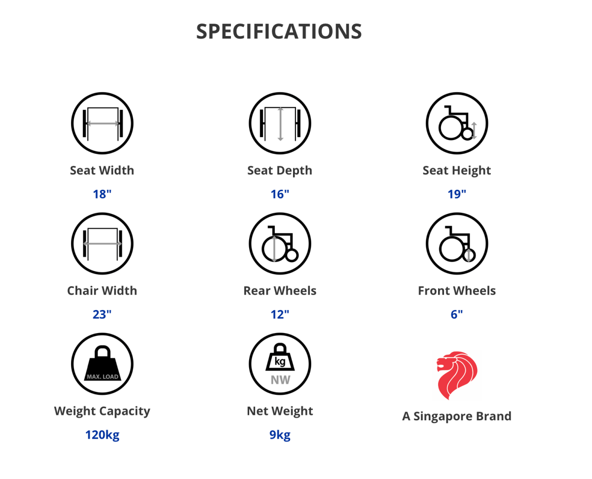 ASSURE REHAB Lightweight Aluminium Foldable Pushchair 18" (AR - 0197) - Care@Home