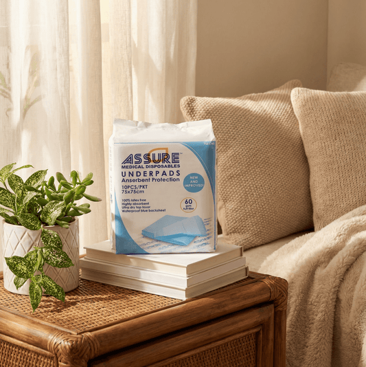 ASSURE Underpads With SAP, 75cm X 75cm, 60gm Fluff Filler - Care@Home