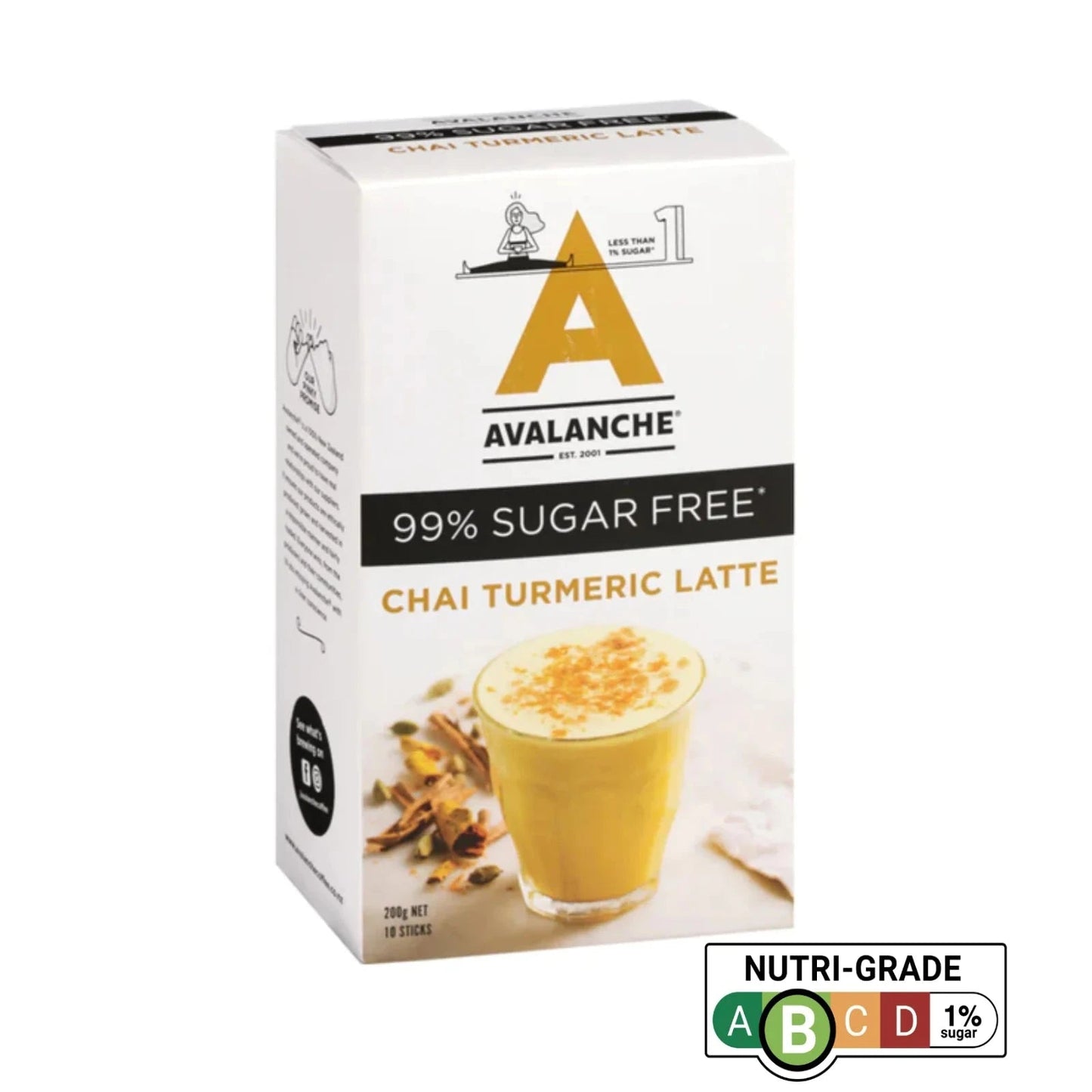 AVALANCHE 99% Sugar Free Turmeric Chai Latte 200gm 10s - Care@Home