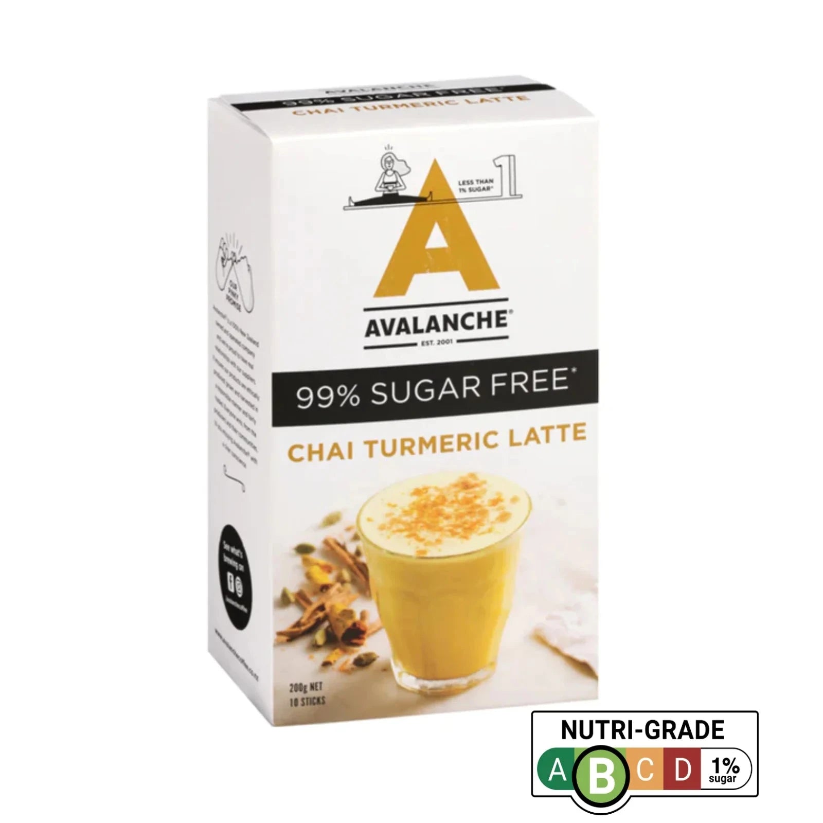AVALANCHE 99% Sugar Free Turmeric Chai Latte 200gm 10s - Care@Home