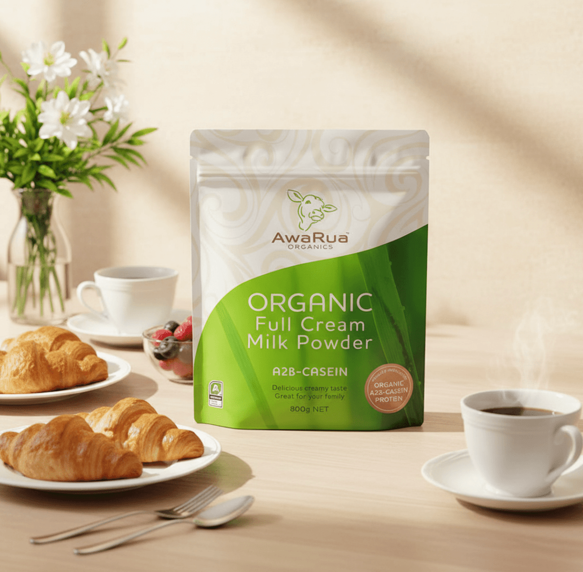 AWARUA ORGANICS Full Cream Milk Powder A2 Casein POUCH - Care@Home