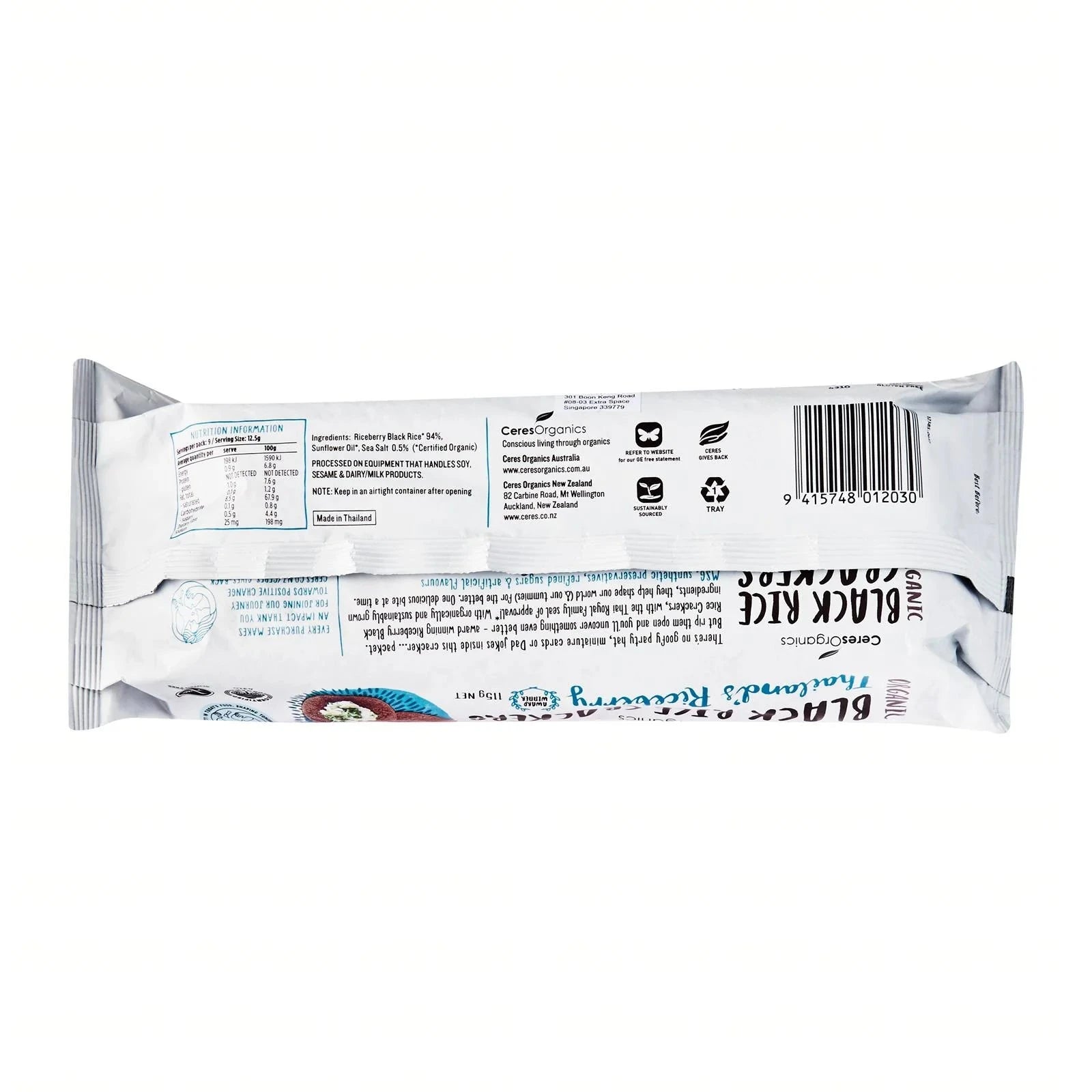 CERES Organics Black Rice Crackers Thai Riceberry - Care@Home