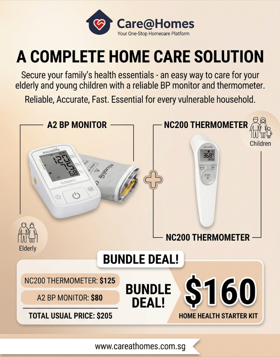 Home Health Starter Kit -Microlife A2 Classic BP Monitor & Non-Contact Forehead Thermometer - Care@Homes