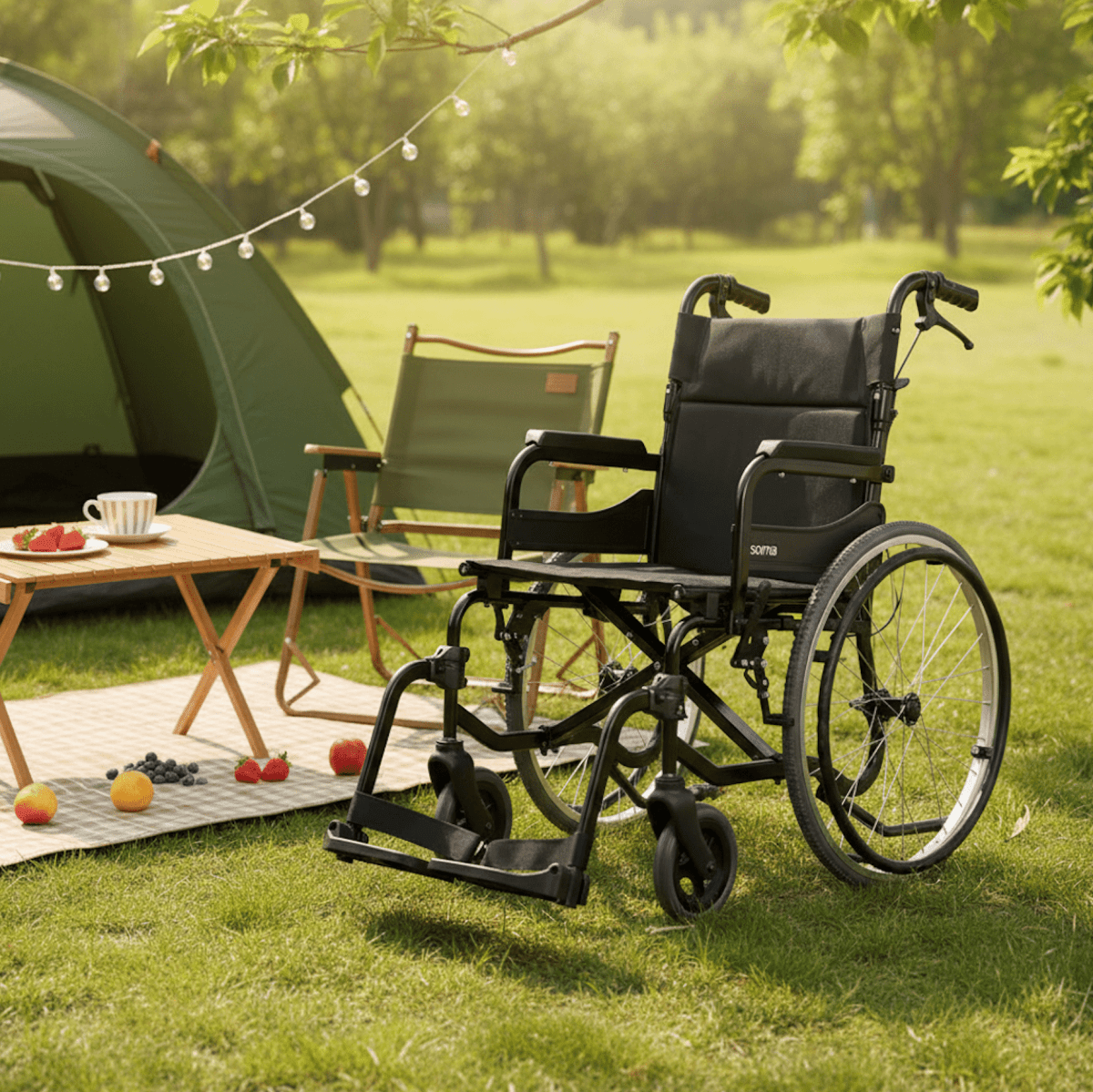 SOMA 215 Ultra Lightweight Wheelchair (18'') - Flat Black - Care@Home